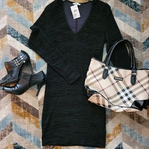 H&M Long Sleeve V-Neck Black Dress